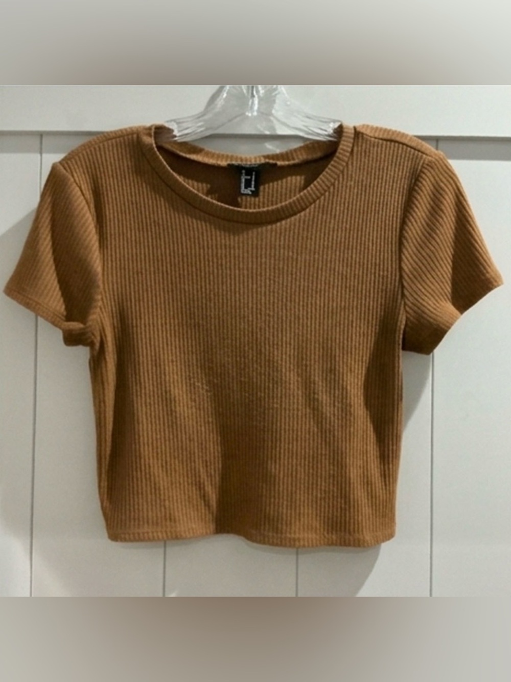 Forever 21 Ribbed Crop Top in Camel Brown